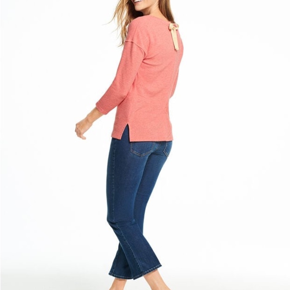 T by Talbots TEXTURED TERRY TIE BACK TOP pink‎ size large